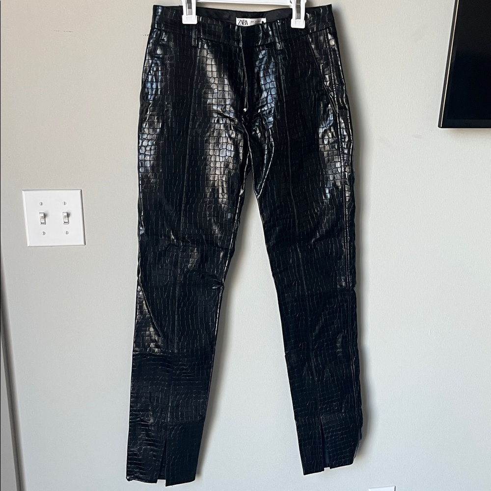 Zara Shiny Black Croc-Patterned 2 piece set